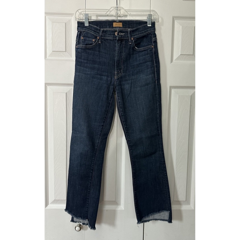Mother The Insider Crop Step Fray Jeans Blue Size 26